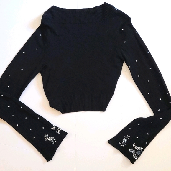 Cropped Sequined sweater - Picture 2 of 8